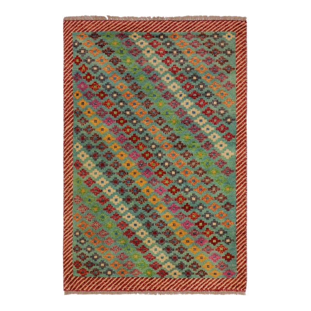 Eclectic Balochi Blue/Red Wool Rug - 3'4''x5'1'' For Sale