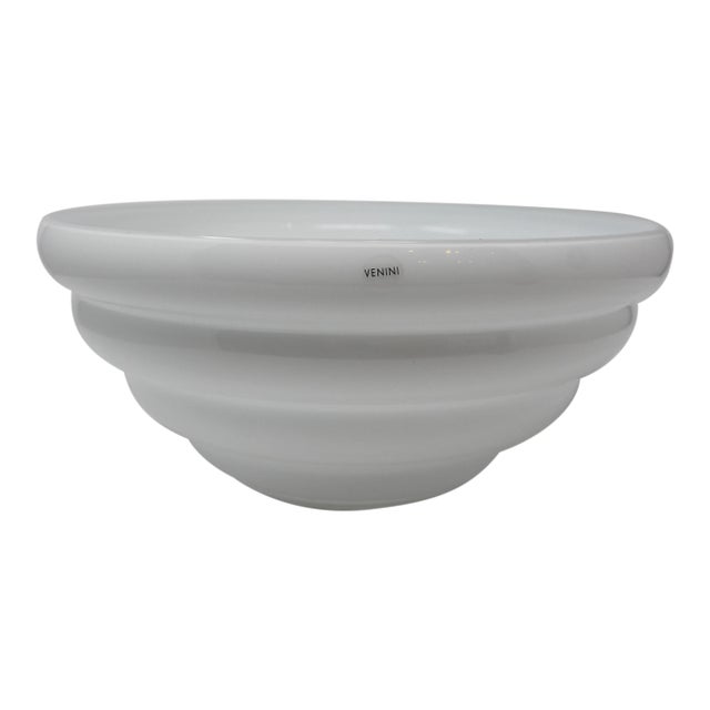 White "Deco" Bowl by Venini For Sale