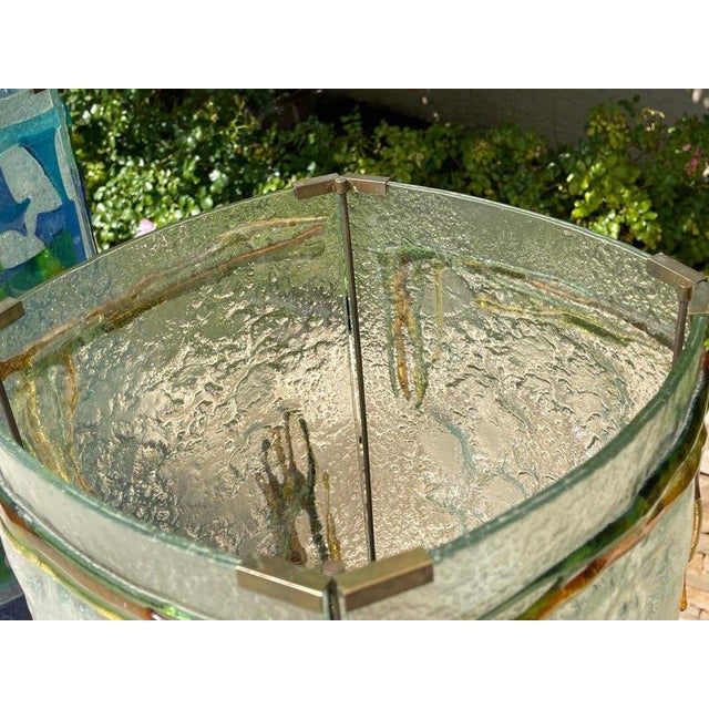Brown Green and Brown Pressed Molded Glass Lamp, 1970s For Sale - Image 8 of 13