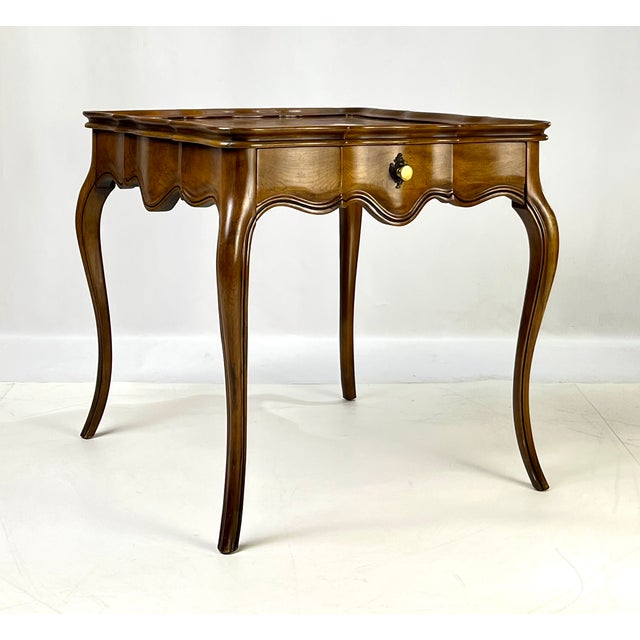 Mid 20th Century Vintage Baker Furniture French Provincial Louis XV Burl Wood Side Table For Sale - Image 5 of 15