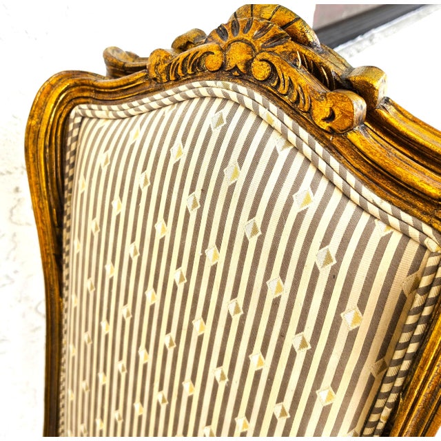 Mid 20th Century Vintage French Louis XV Rococo Giltwood Wing Back Dining Side Chairs Set of 4 For Sale - Image 5 of 17