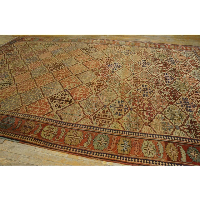 1870s Ivory Tribal Shrub Antique Nw Persian Bakshaiesh Rug 9' X 13'2" Hand Knotted Wool Carpet For Sale In New York - Image 6 of 17