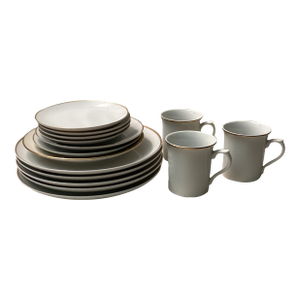 Vintage White Porcelain China Dinnerware 15 Piece Set Styled After Eli Nox