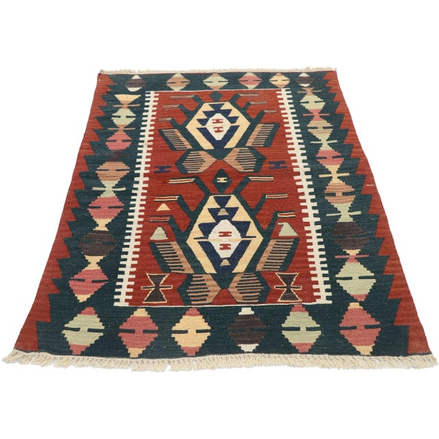 Tribal Vintage Persian Shiraz Kilim Rug - 03'00 X 04'01 For Sale - Image 3 of 9