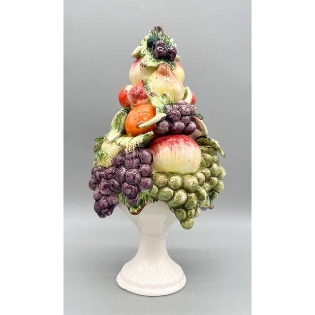 Ardalt Vintage Italian-Attributed Ceramic Fruit Topiary on Pedestal – Tuscan / Hollywood Regency / Cottagecore For Sale - Image 4 of 14