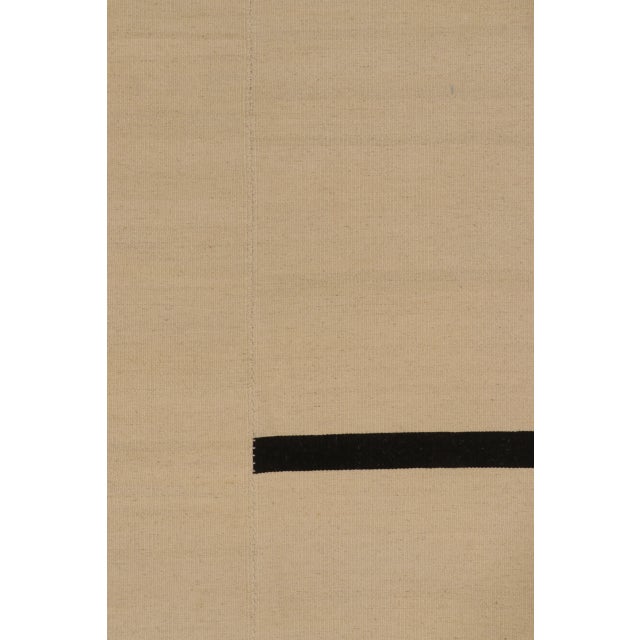 Rug & Kilim Rug & Kilim’s Contemporary Kilim With Geometric Design in Beige & Black For Sale - Image 4 of 9
