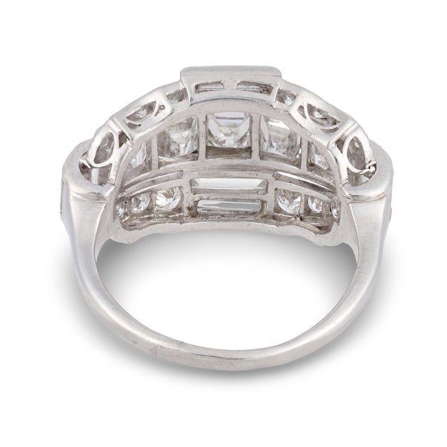 1950s Mid Century 4.30 Carat Total Weight Diamond Platinum Cocktail Ring, Size 7.75 For Sale In Los Angeles - Image 6 of 6