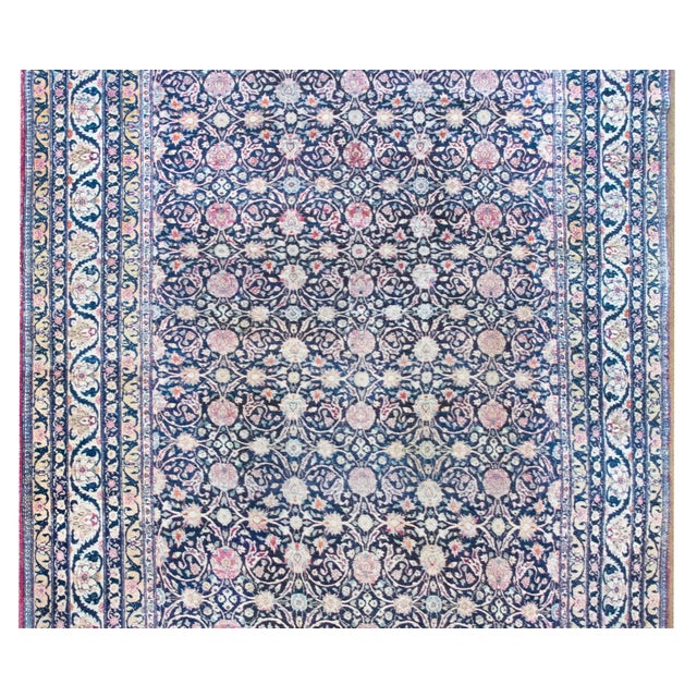 Navy Blue Early 20th Century Persian Lavar Kirman Rug For Sale - Image 8 of 14