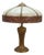 Antique Charles Parker Art Nouveau Two Light Slag Glass Table Lamp 25" For Sale