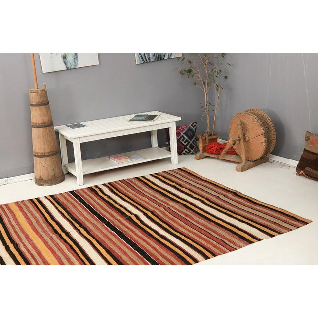 Mid 20th Century Striped Vintage Turkish Kilim Rug For Sale In Los Angeles - Image 6 of 7