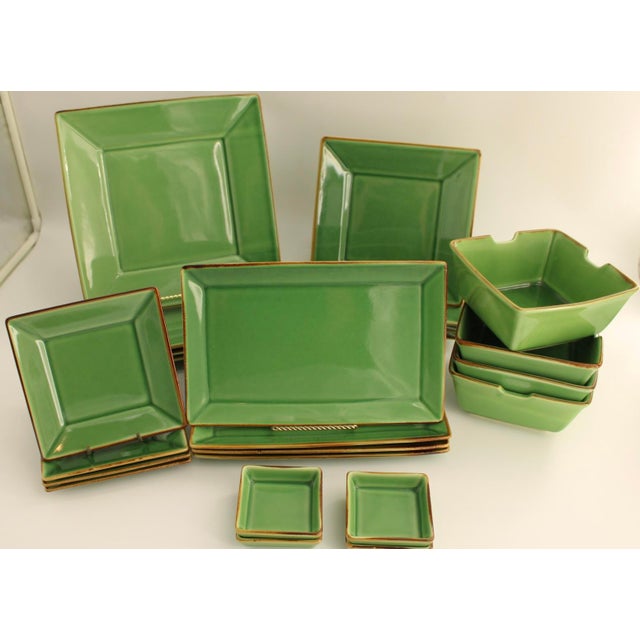 Gorgeous Lot of Pottery Barn Asian Square Green Dinnerware Settings for 4 People - 24 pcs For Sale In Dallas - Image 6 of 10