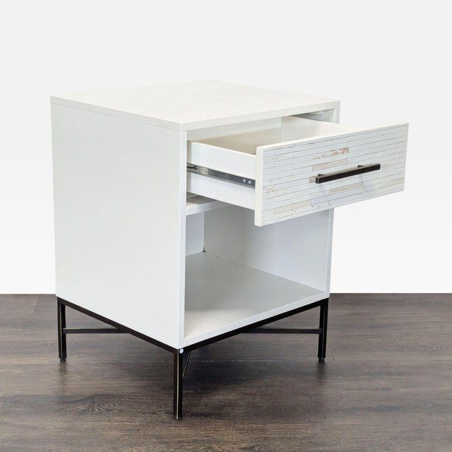 Modern West Elm Wood Tiled Nightstand For Sale - Image 3 of 9