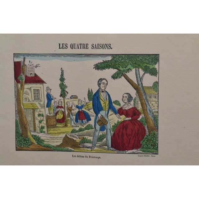 French 1920s Set of 4 French Imagerie Pellerin “Four Seasons” Hand-Colored Prints, Epinal For Sale - Image 3 of 18