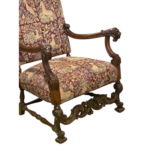 Renaissance Style Unicorn and Lion Head Hall Throne Chair Circa 1900 For Sale In New York - Image 6 of 9