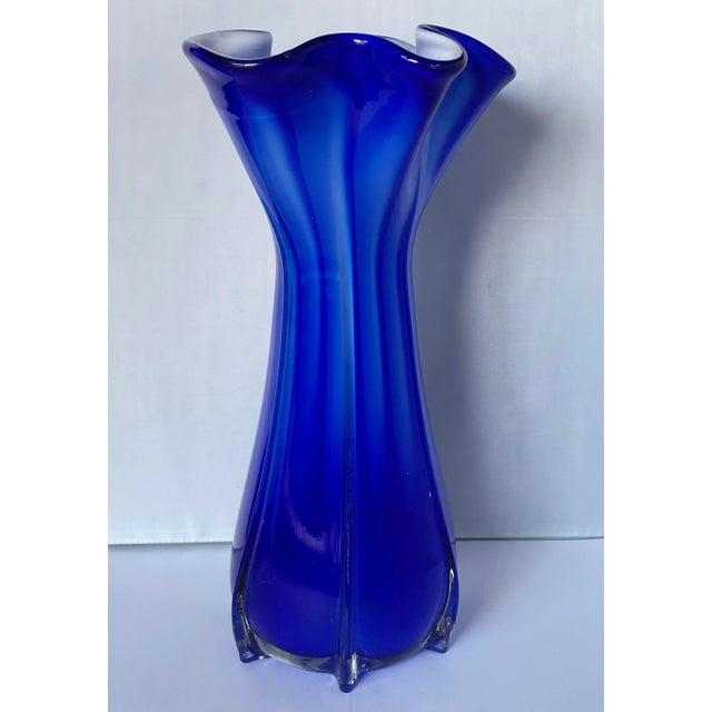 Blue Vintage 1960s Italian Archimede Seguso Murano Glass Vase For Sale - Image 8 of 8