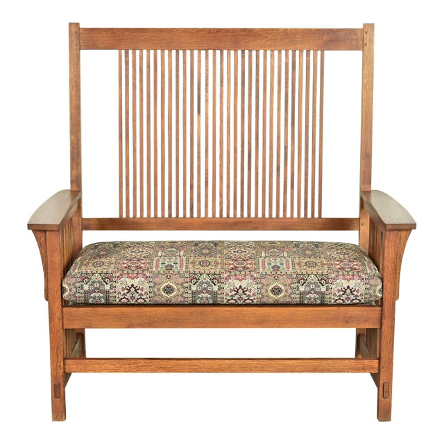 Stickley Mission Oak Arts & Crafts Spindle Bench or Settee For Sale