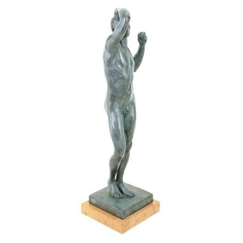 Modern Green Patinated Nude Sculpture, 20th Century, Bronze For Sale - Image 4 of 8
