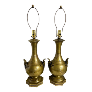 Rare French Empire Style Pair of Bronze Lamps Circa 1900