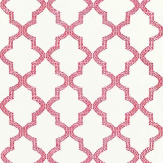 Schumacher Tangier Embroidery Fabric in Peony For Sale
