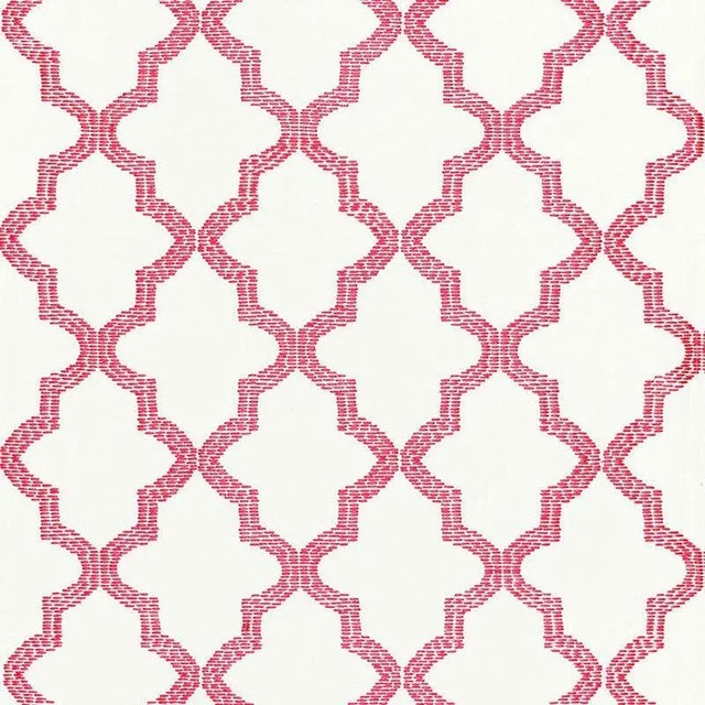 Schumacher Tangier Embroidery Fabric in Peony For Sale