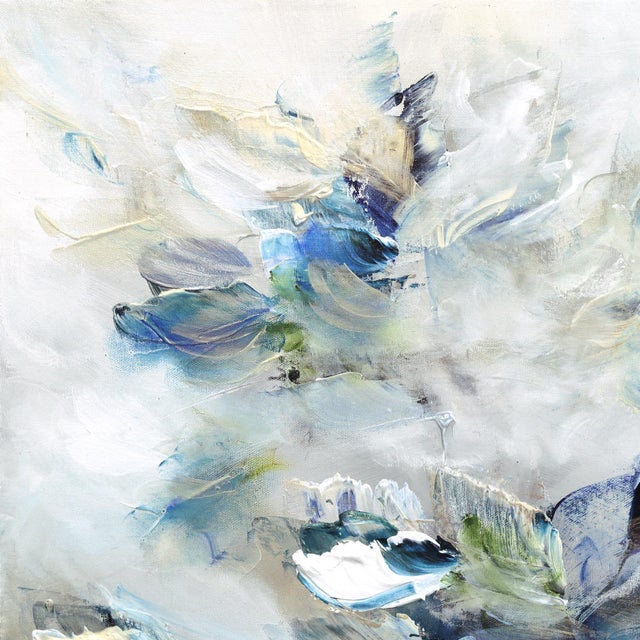 2020s A Bohemian Breeze - Cool Blue Tone Abstract Textural Acrylic Painting on Canvas by Vè Boisvert For Sale - Image 5 of 9