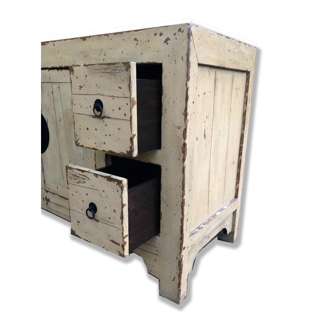 Yellow Asian Ming Style Distressed Yellow Buffet For Sale - Image 8 of 11