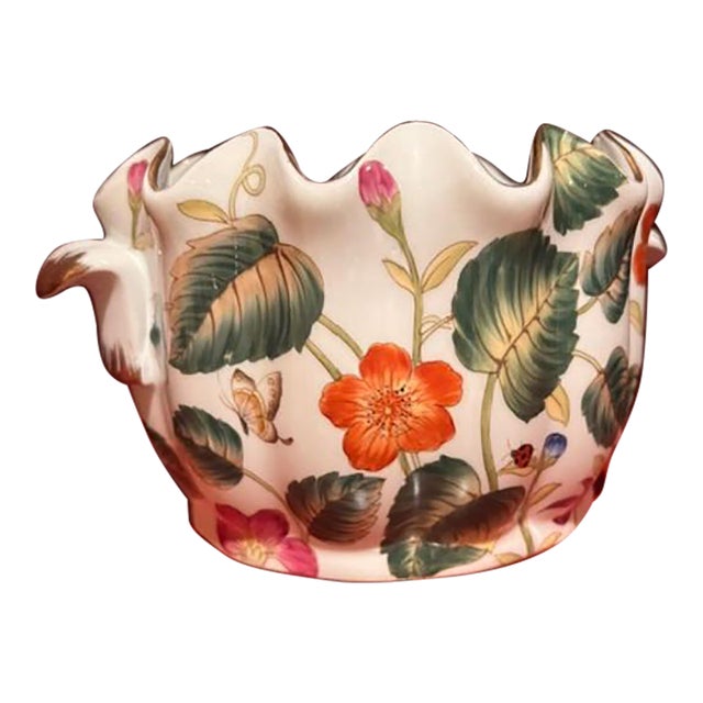 Seymour Mann Tobacco Leaf Flower Bowl For Sale