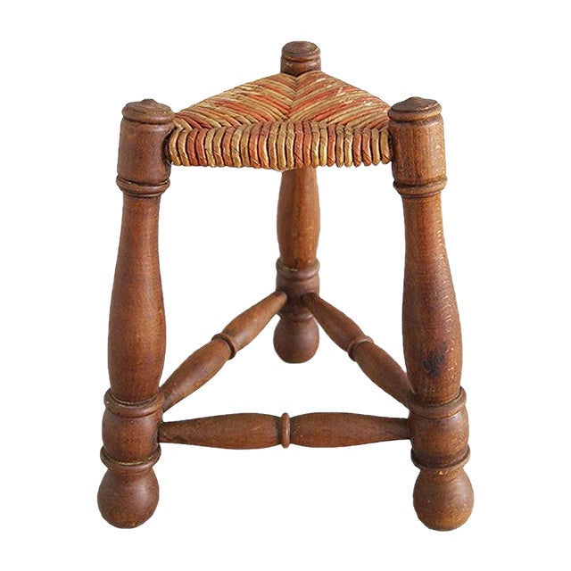 Rush Braided Tripod Stool, 1960s For Sale