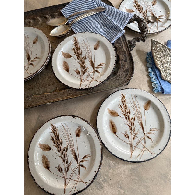 1980s Midwinter Stonehenge Wild Oats 7 Inch Salad Plates England - Set of Six (6) For Sale In Chicago - Image 6 of 10