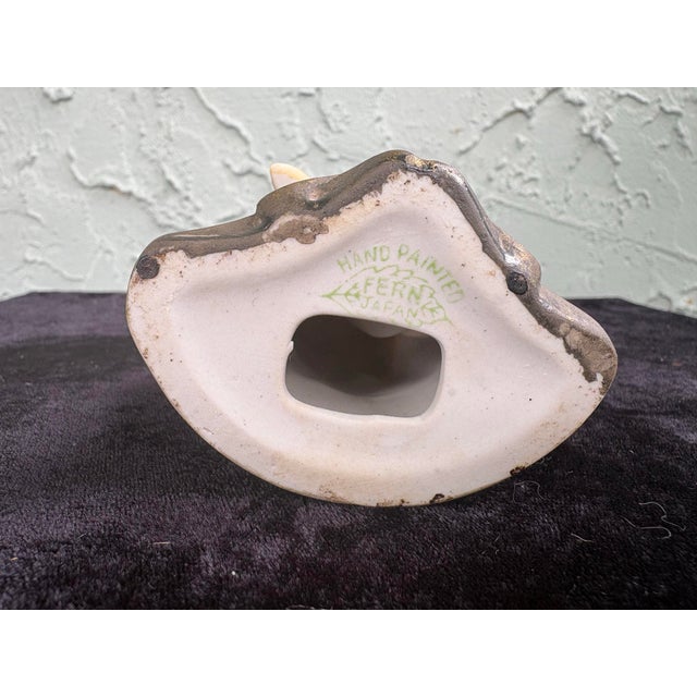 Vintage Hand-Painted Fern Japan Porcelain Figure – Victorian-Style Youth on Tree Stump 8.75” For Sale In Orlando - Image 6 of 8