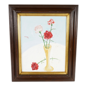 1970s Original Painting of Flowers in a Vase by Stanley