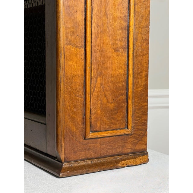 Italian Arch Top Hanging Wood Display Cabinet With Chicken Wire Door and Key, 20th C. For Sale - Image 10 of 16