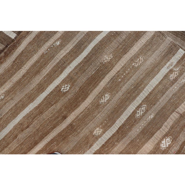 Turkish Vintage Kilim With Embroidered Rug With Tan, Taupe, Brown, and Lt. Blue For Sale - Image 11 of 11
