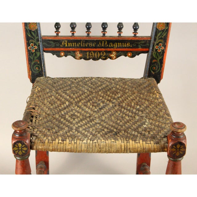 1900 - 1909 Dated 1902 German Schwälmer Folk Art Wedding Chair For Sale - Image 5 of 18