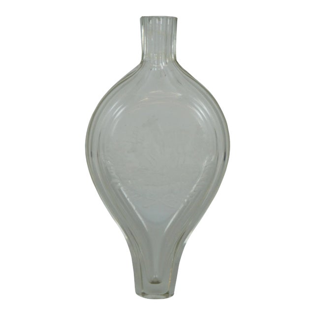 1872 Antique German Etched Glass Stag Deer Perfume Bottle Bud Vase For Sale