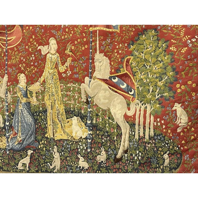 Textile Handmade Medieval Style Named Lady with Unicorn Tapestry, 1960s For Sale - Image 7 of 10