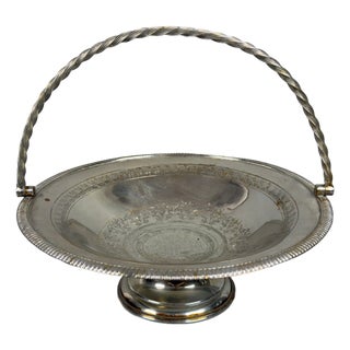 Silver-Plated Basket Centerpiece, 1800s For Sale
