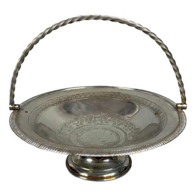 Silver-Plated Basket Centerpiece, 1800s For Sale