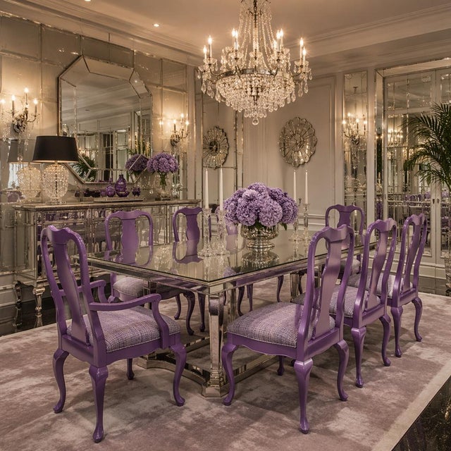A breathtaking masterclass in high-gloss theatricality, this rare set of eight (8) Queen Anne style dining chairs...
