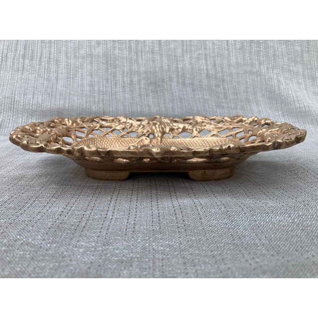 Antique Polished Bronze Reticulated Dish Catchall For Sale - Image 9 of 11