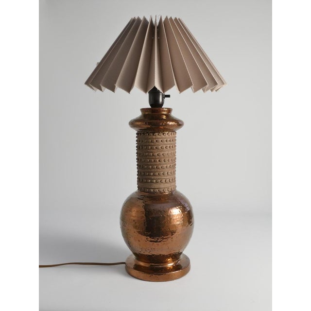 1970s Mid-Century Modern Copper-Hued Ceramic Table Lamp by Bitossi for Bergboms, 1970s For Sale - Image 5 of 12