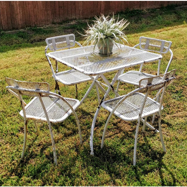Mid Century Modern Metal Patio Furniture Set Of 5 Chairish