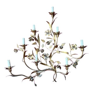 Wrought Iron 8-Light Wall Lamp, 1940s For Sale