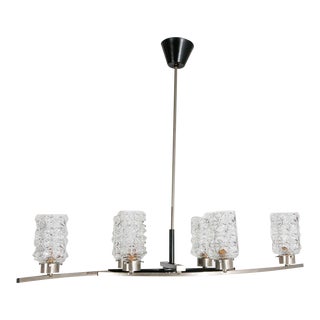 1960s Modernist Italian Glass & Brushed Nickel Fixture For Sale