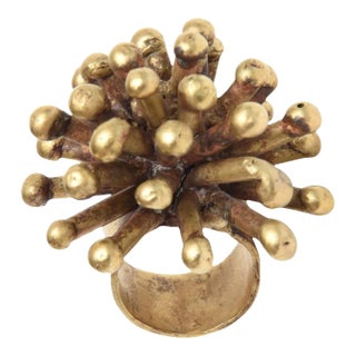 Vintage Bronze Studio Sputnik Starburst Sculptural Ring Attributed to Pal Kepenes Size 4.75 For Sale