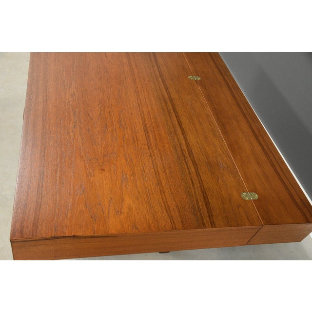 1973 Peter Lovig Signed Teak Flip Top Desk For Sale - Image 10 of 13