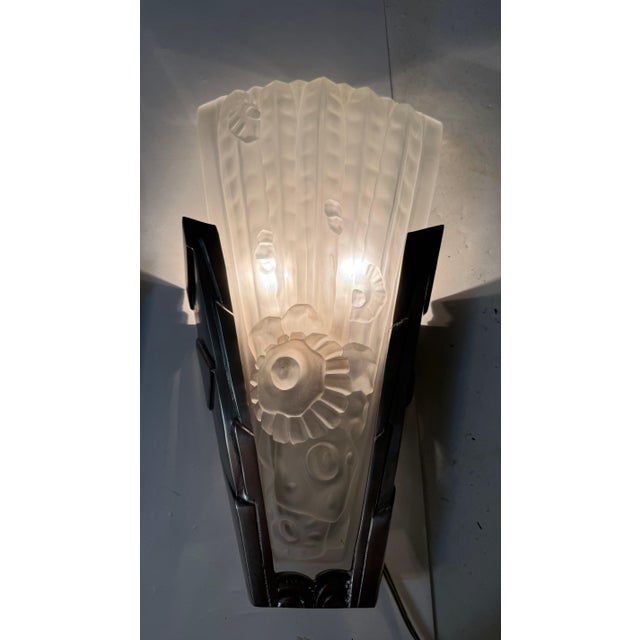 1920s Pair of French Art Deco Sconces by Genet Et Michon For Sale - Image 10 of 11