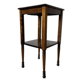 Vintage Traditional Walnut Two-Tier Side Table With Turned Legs For Sale