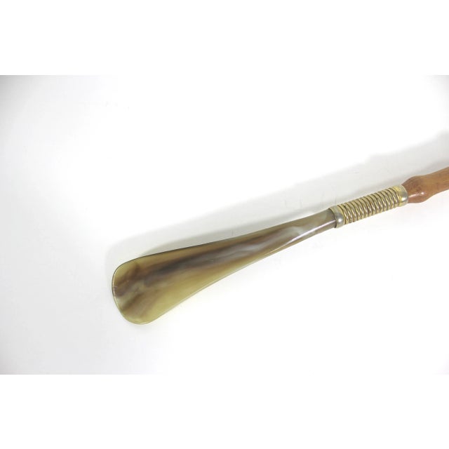 Vintage Long Wood Faux Tortoise Shell Bird or Eagle Head Shoe Horn For Sale - Image 6 of 9
