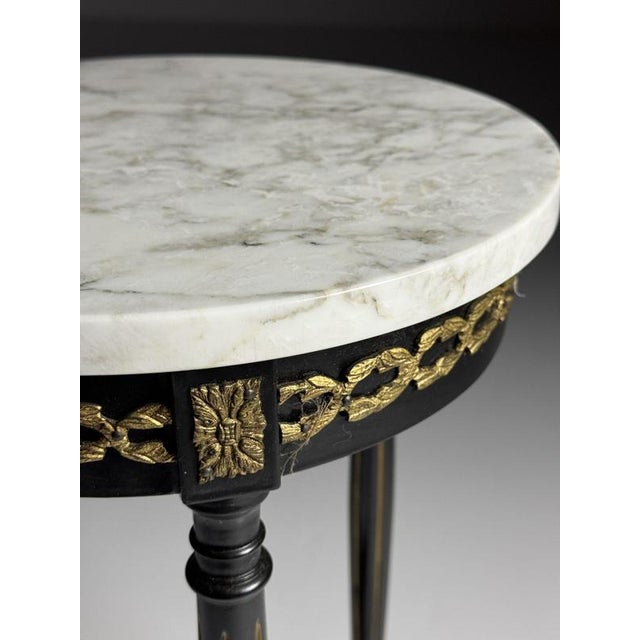 Stone French Side Table with Marble Top For Sale - Image 7 of 14